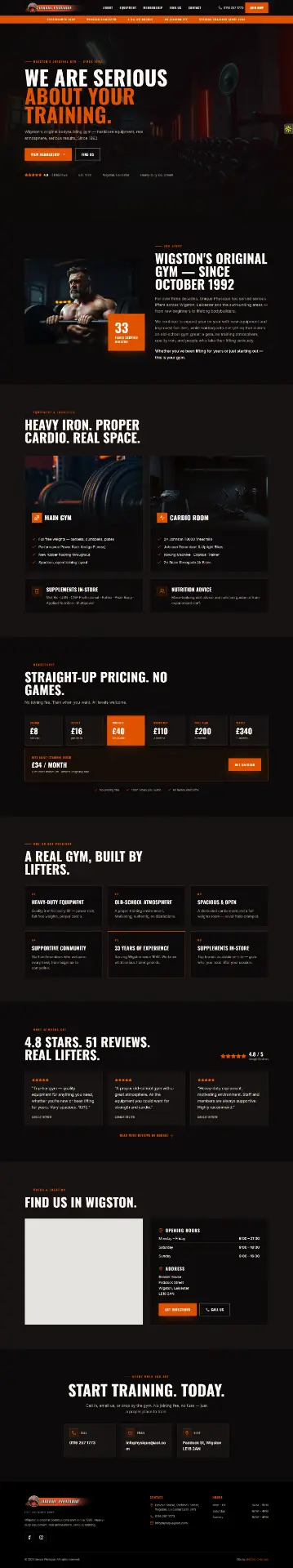 Unique Physique Wigston Leicester bodybuilding gym website built by MADSID Creations